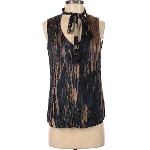 Elie Tahari watercolor Satin Silk Sleeveless Blous